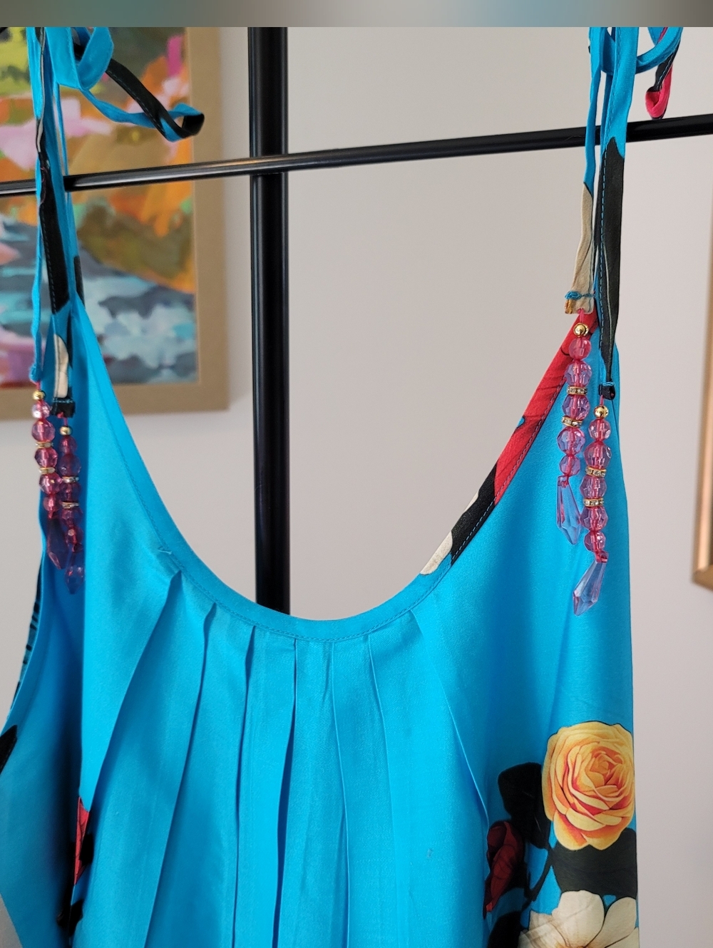 NWT ARATTA Floral Garden Maxi Dress Viscose Blue Floral Boho Size XL - Picture 4 of 16